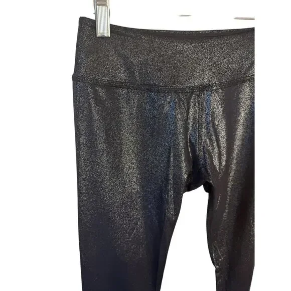 BEYOND YOGA Twinkle High Waisted 7/8 Yoga Leggings Black Silver Sparkle Sz Med - Picture 8 of 8